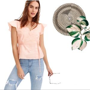 NWT JCrew Flutter Sleeve Wrap Top.